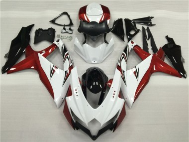 Carénages Moto Suzuki GSXR 600/750 2008-2010 - Blanc Rouge Noir Brillant