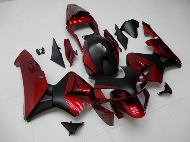 Carénages Moto Honda CBR600RR 2003-2004 - Rouge Noir Mat Bande