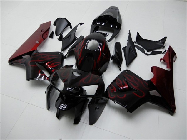 Kits Carénage Moto Honda CBR600RR 2005-2006 - Noir Brillant Rouge Flamme