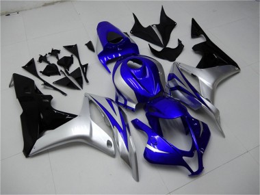 Carénages Moto Honda CBR600RR 2007-2008 - Argent Bleu Noir Brillant OEM Style