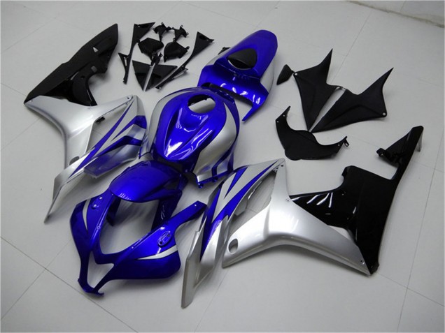 Carénages Moto Honda CBR600RR 2007-2008 - Argent Bleu Noir Brillant OEM Style