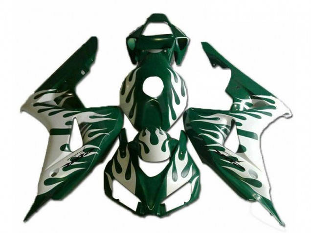 Carénages Moto Honda CBR1000RR 2006-2007 - Blanc Vert Flamme