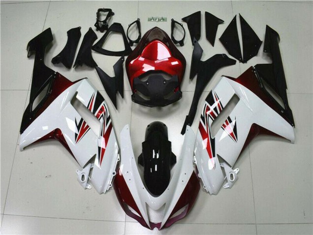 Carénages Moto Kawasaki ZX6R 2007-2008 - Blanc Noir Rouge