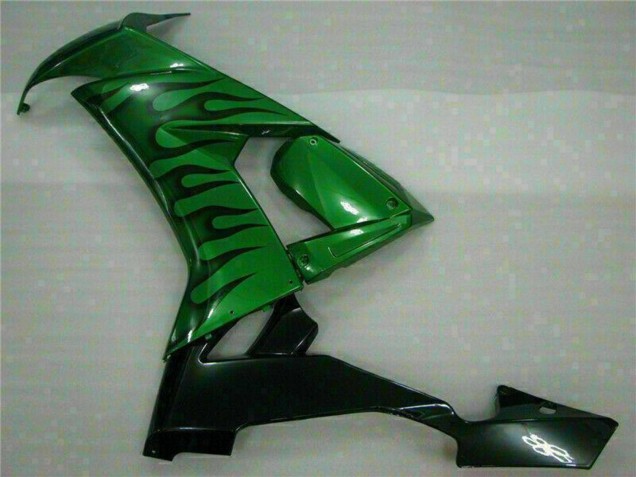 Carénages Moto Kawasaki ZX10R 2008-2010 - Noir Brillant Vert Flamme