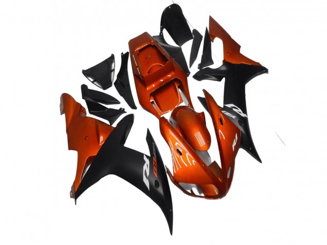 Carénages Moto Yamaha YZF R1 2002-2003 - Orange Noir Mat