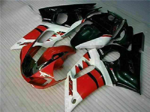 Carénage Moto Yamaha YZF R6 1998-2002 - Blanc Rouge Noir Brillant