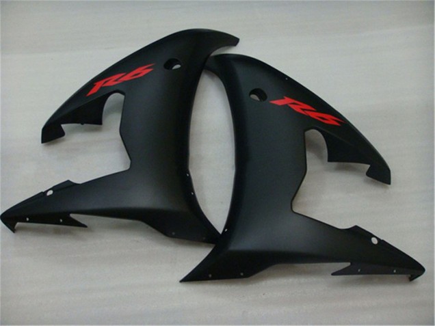 Carénages Moto Yamaha YZF R6 2003-2004 - Noir Brillant Noir Mat Rouge Décalque