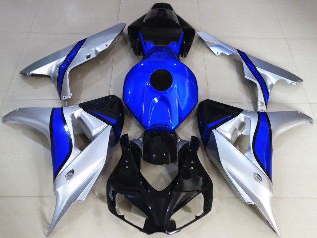 Carénages Moto Honda CBR1000RR 2006-2007 - Argent Bleu Noir Brillant