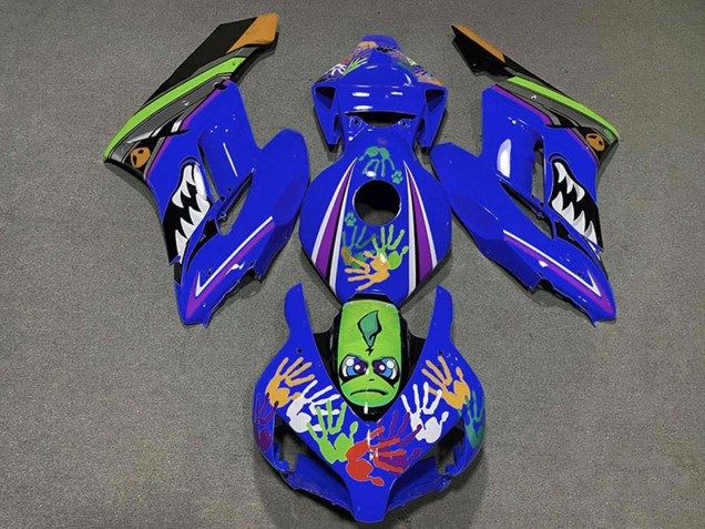 Carénages Moto Honda CBR1000RR 2004-2005 - Bleu Vert Orange Noir Requin
