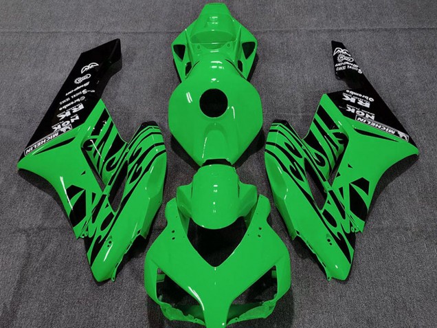 Carénages Moto Honda CBR1000RR 2004-2005 - Vert Noir Brillant Flamme