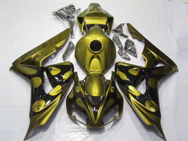 Carénages Moto Honda CBR1000RR 2006-2007 - Jaune Brillant Noir Brillant Flamme