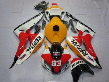 Carénages Moto Honda CBR1000RR 2006-2007 - Orange Blanc Rouge Noir Brillant Repsol HRC 93