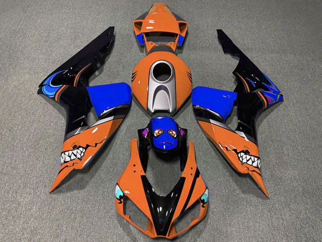 Carénages Moto Honda CBR1000RR 2006-2007 - Orange Argent Bleu Noir Brillant Requin