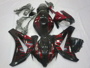 Carénages Moto Honda CBR1000RR 2008-2011 - Noir Brillant Rouge Flamme