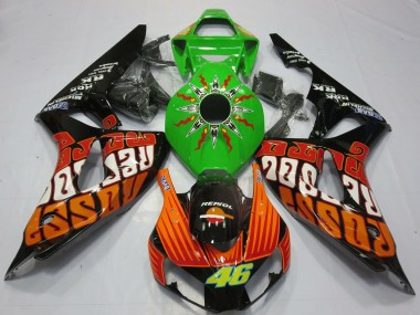 Carénages Moto Honda CBR1000RR 2006-2007 - Vert Orange Noir Brillant Rossi 46
