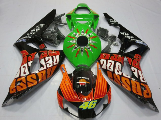 Carénages Moto Honda CBR1000RR 2006-2007 - Vert Orange Noir Brillant Rossi 46