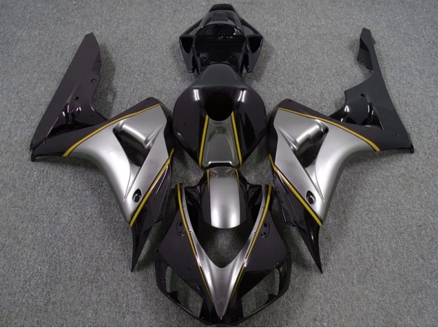 Carénages Moto Honda CBR1000RR 2006-2007 - Argent Jaune Noir Brillant Rayures
