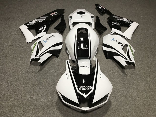 Carénages Moto Honda CBR600RR 2013-2023 - Blanc Noir Brillant