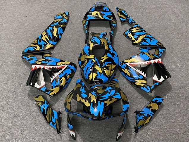 Carénages Moto Honda CBR600RR 2003-2004 - Bleu Or Camouflage Requin