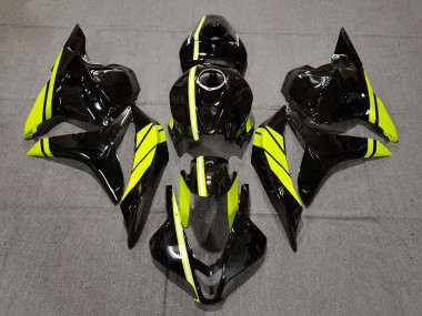 Carénages Moto Honda CBR600RR 2009-2012 - Noir Brillant Haute Visibilité Jaune Bande