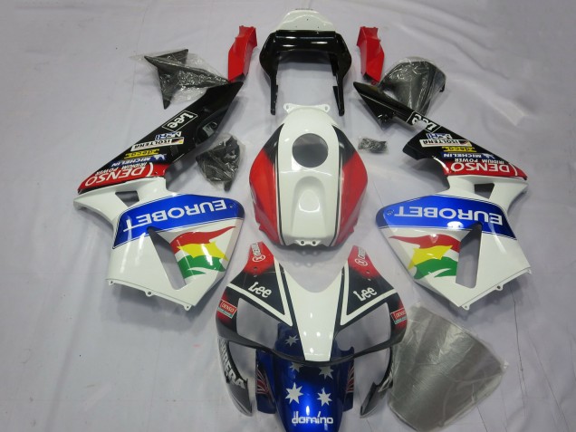 Kits Carénage Moto Honda CBR600RR 2003-2004 - Blanc Rouge Bleu Noir Brillant EuroBet