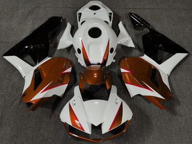 Carénages Moto Honda CBR600RR 2013-2023 - Blanc Orange Foncé Noir Brillant
