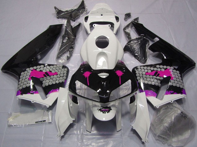 Carénages Moto Honda CBR600RR 2005-2006 - Rose Splatter on Noir Brillant