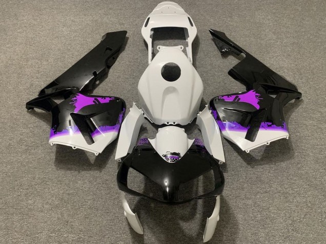 Carénages Moto Honda CBR600RR 2003-2004 - Blanc Violet Noir Brillant Splatter