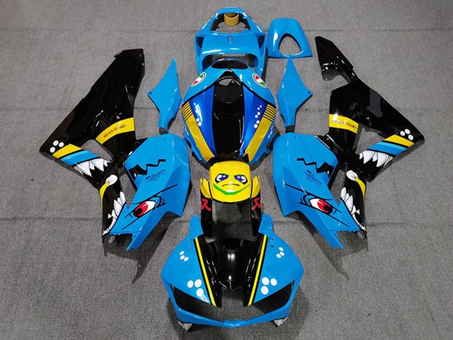 Carénages Moto Honda CBR600RR 2013-2023 - Bleu Jaune Noir Brillant Requin