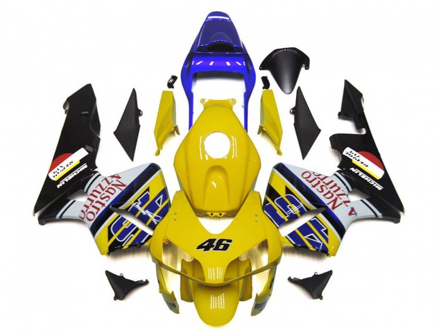 Carénages Moto Honda CBR600RR 2003-2004 - Jaune Bleu Blanc Noir Brillant Nastro Azzurro 46