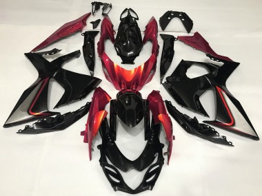Carénage Moto Suzuki GSXR 1000 2009-2016 - Noir Brillant Rouge