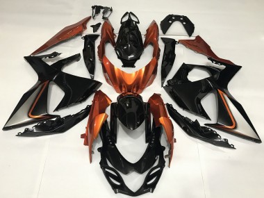 Carénages Moto Suzuki GSXR 1000 2009-2016 - Noir Brillant Shiny Orange