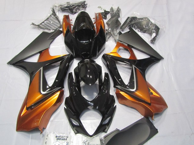 Carénages Moto Suzuki GSXR 1000 2007-2008 - Orange Noir Brillant Noir Mat