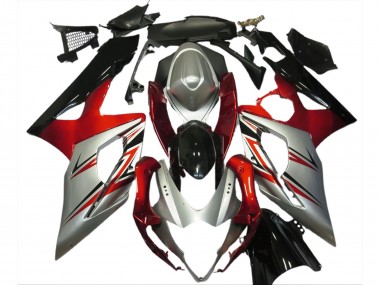 Carénages Moto Suzuki GSXR 1000 2005-2006 - Rouge Argent Noir