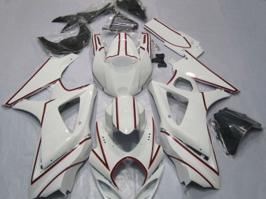 Carénages Moto Suzuki GSXR 1000 2007-2008 - Blanc Rouge Rayures