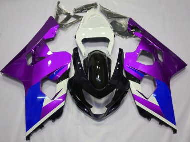 Carénages Moto Suzuki GSXR 600 / GSXR 750 2004-2005 - Blanc Violet Bleu Noir Brillant