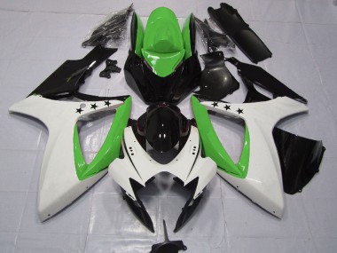 Carénages Moto Suzuki GSXR 600 / GSXR 750 2006-2007 - Vert Blanc Noir Brillant Étoile