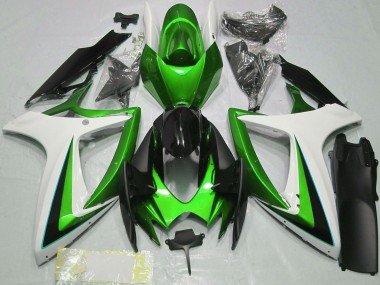 Carénages Moto Suzuki GSXR 600 / GSXR 750 2006-2007 - Vert Blanc Noir Brillant