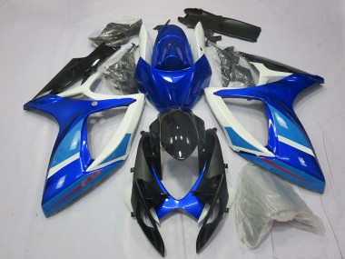 Carénage Moto Suzuki GSXR 600 / GSXR 750 2006-2007 - Blanc Bleu Noir Brillant