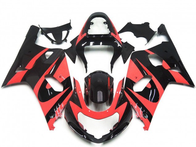 Carénages Moto Suzuki GSXR 600 / GSXR 750 2001-2003 - Rouge Clair Noir Brillant OEM Style