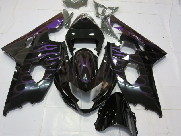 Carénages Moto Suzuki GSXR 600 / GSXR 750 2004-2005 - Noir Brillant Violet Flamme