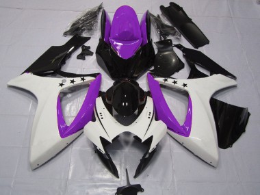 Carénages Moto Suzuki GSXR 600 / GSXR 750 2006-2007 - Violet Blanc Noir Brillant Étoile
