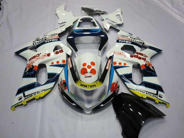 Carénages Moto Suzuki GSXR 600 / GSXR 750 2001-2003 - Blanc Bleu Rouge Jaune Spots