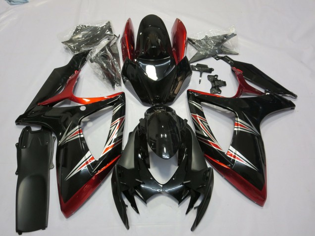 Carénages Moto Suzuki GSXR 600 / GSXR 750 2006-2007 - Rouge Noir Brillant