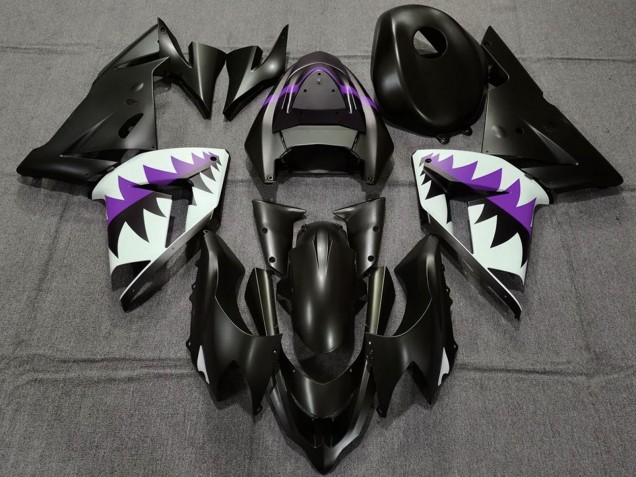 Carénages Moto Kawasaki ZX10R 2004-2005 - Noir Mat Violet Requin