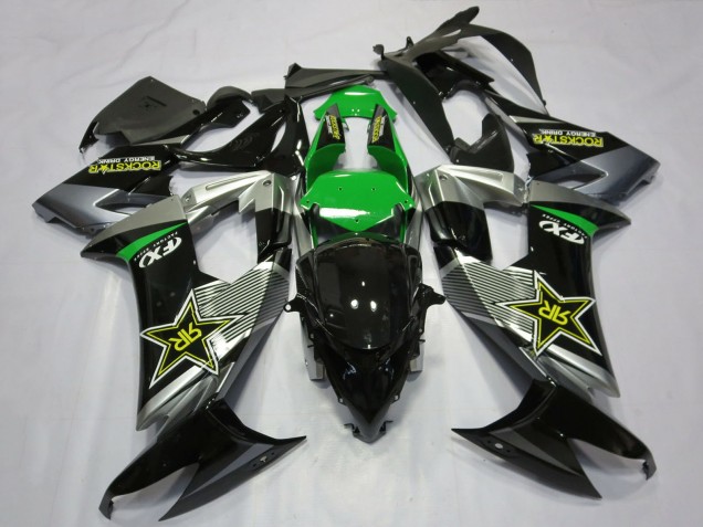 Carénages Moto Kawasaki ZX10R 2008-2010 - Gris Vert Noir Rockstar