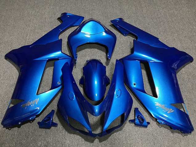 Carénages Moto Kawasaki ZX6R 2007-2008 - Bleu Brillant Chrome Logo
