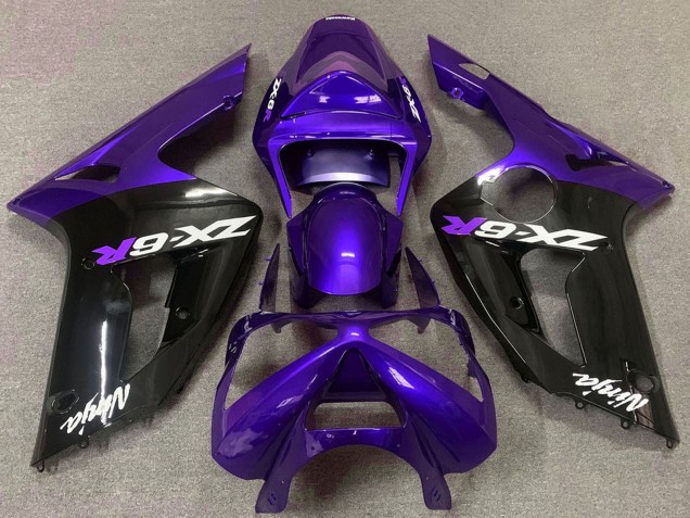 Carénages Moto Kawasaki ZX6R 2003-2004 - Violet Noir Brillant