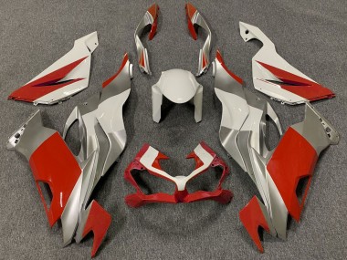 Carénages Moto Kawasaki ZX6R 2019-2022 - Blanc Argent Rouge