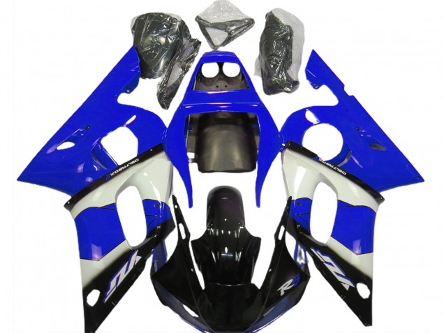 Carénages Moto Yamaha R6 1998-2002 - Bleu Blanc Noir Brillant